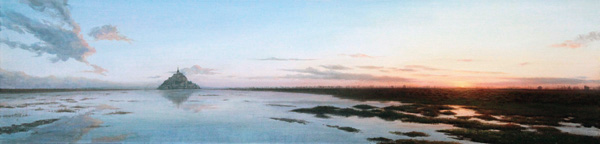 AMANECER : モンサンミッシェルに昇る朝陽(Mont Saint-Michel)