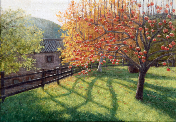 タイトル「ARBOL DE CAQUI: ピレネーの秋(Pirineos)」 サイズ:19×27cm